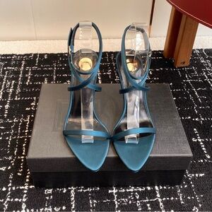 St Laurent Elegant Teal Strappy Heels